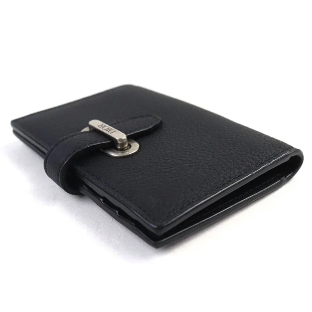 Dior 2 ken Normandie Logo Leather Card Holder Card